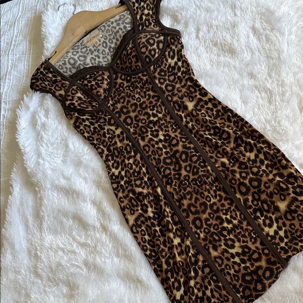 Leopard Print Bodycon Bustier Dress - Size XS